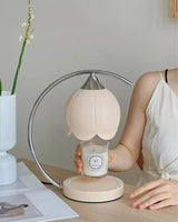 Floral Table Lamp  Pink Petal Shade With Candle Warmer - Product detail 5