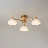 Scandinavian Ceiling Light  Wood and Glass Flower Design - Product detail 23