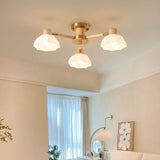 Scandinavian Ceiling Light  Wood and Glass Flower Design - Product detail 4