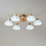 Scandinavian Ceiling Light  Wood and Glass Flower Design - Product detail 9
