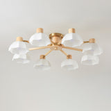 Scandinavian Ceiling Light  Wood and Glass Flower Design - Product detail 10