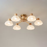 Scandinavian Ceiling Light  Wood and Glass Flower Design - Product detail 19