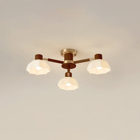 Scandinavian Ceiling Light  Wood and Glass Flower Design - Product detail 24