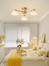 Scandinavian Ceiling Light  Wood and Glass Flower Design - Product detail 12