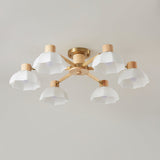 Scandinavian Ceiling Light  Wood and Glass Flower Design - Product detail 13