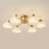 Scandinavian Ceiling Light  Wood and Glass Flower Design - Product detail 22