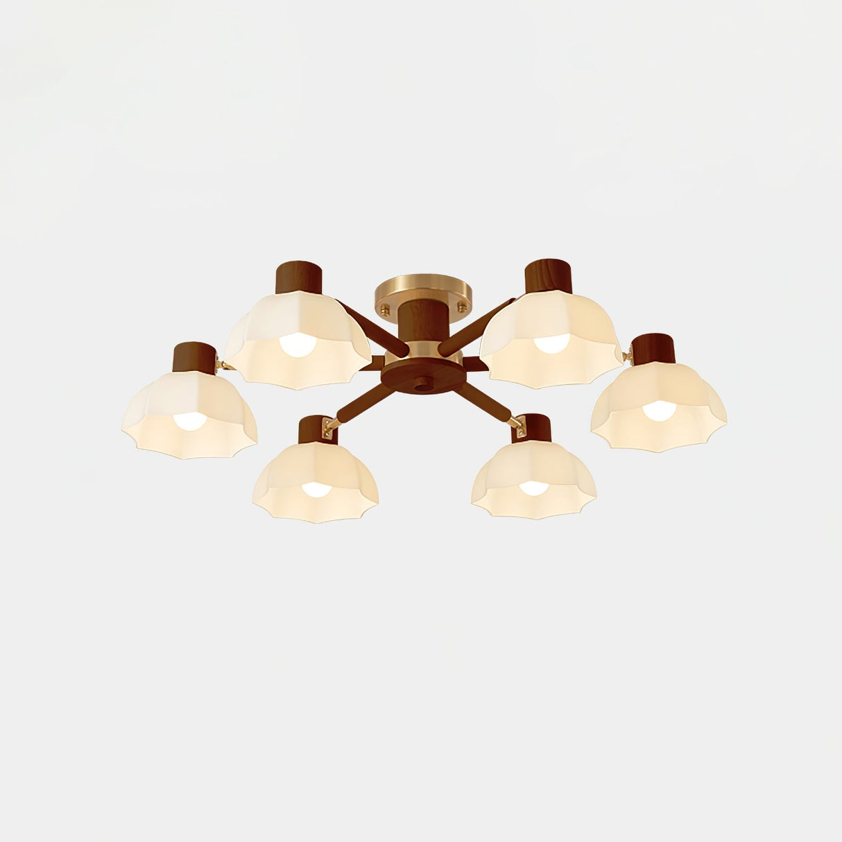 Scandinavian Ceiling Light  Wood and Glass Flower Design - Product detail 21