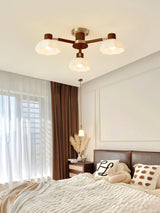 Scandinavian Ceiling Light  Wood and Glass Flower Design - Product detail 17