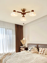 Scandinavian Ceiling Light  Wood and Glass Flower Design - Product detail 5