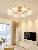 Scandinavian Ceiling Light  Wood and Glass Flower Design - Product detail 6