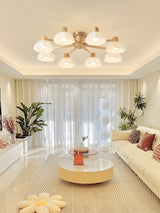 Scandinavian Ceiling Light  Wood and Glass Flower Design - Product detail 7