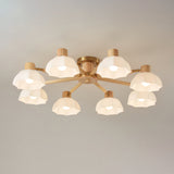 Scandinavian Ceiling Light  Wood and Glass Flower Design - Product detail 18