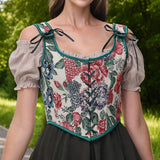 Vintage Floral Corset  Renaissance U-Back Design - Product showcase