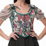 Vintage Floral Corset  Renaissance U-Back Design - Detailed view