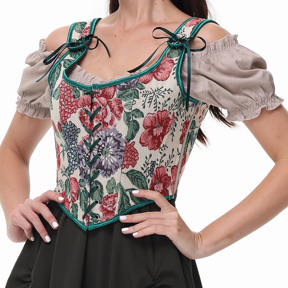 Vintage Floral Corset  Renaissance U-Back Design - Product example