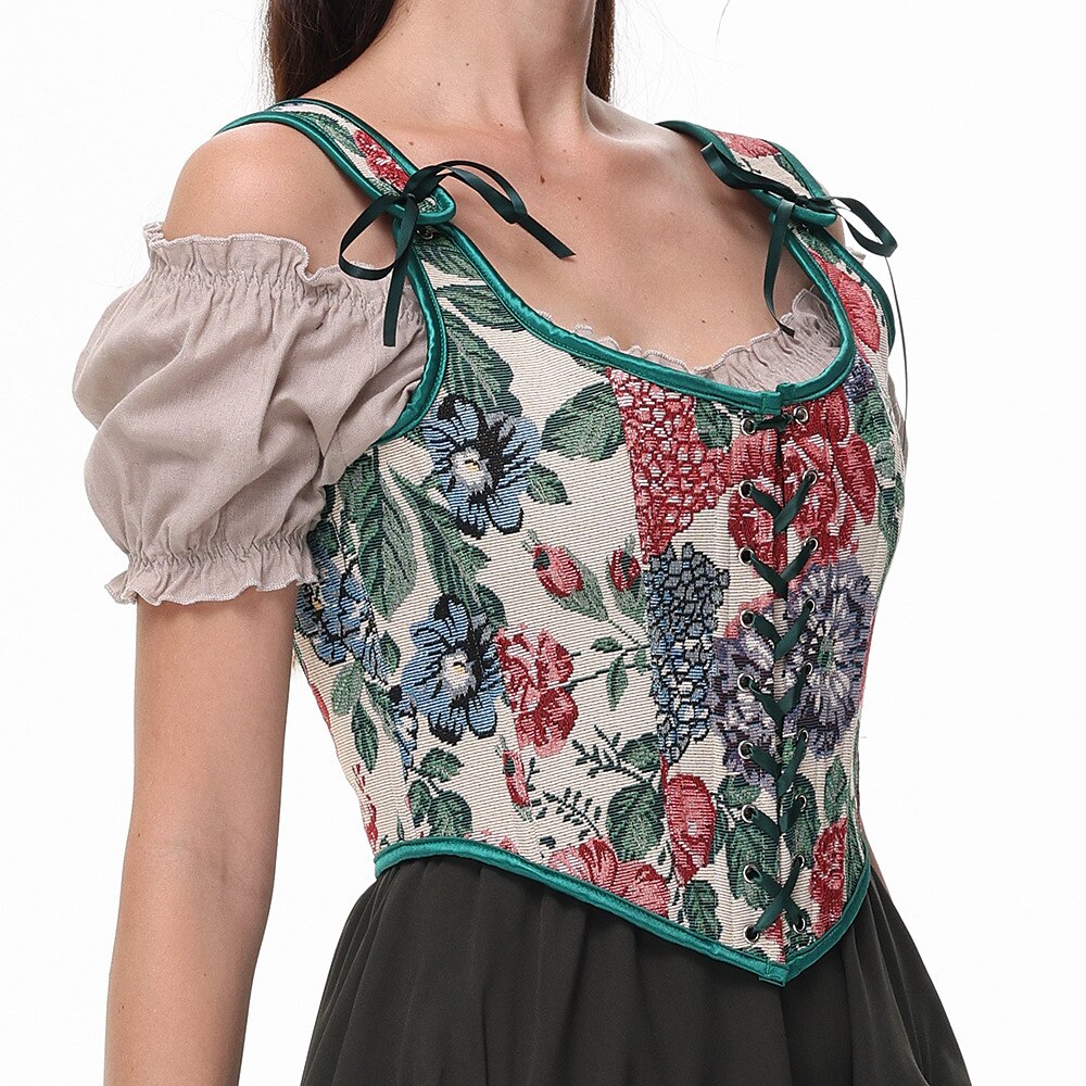Vintage Floral Corset  Renaissance U-Back Design - Product detail 4