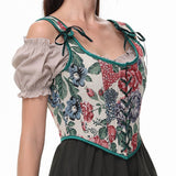 Vintage Floral Corset  Renaissance U-Back Design - Product detail 4