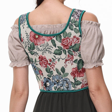 Vintage Floral Corset  Renaissance U-Back Design - Product detail 5
