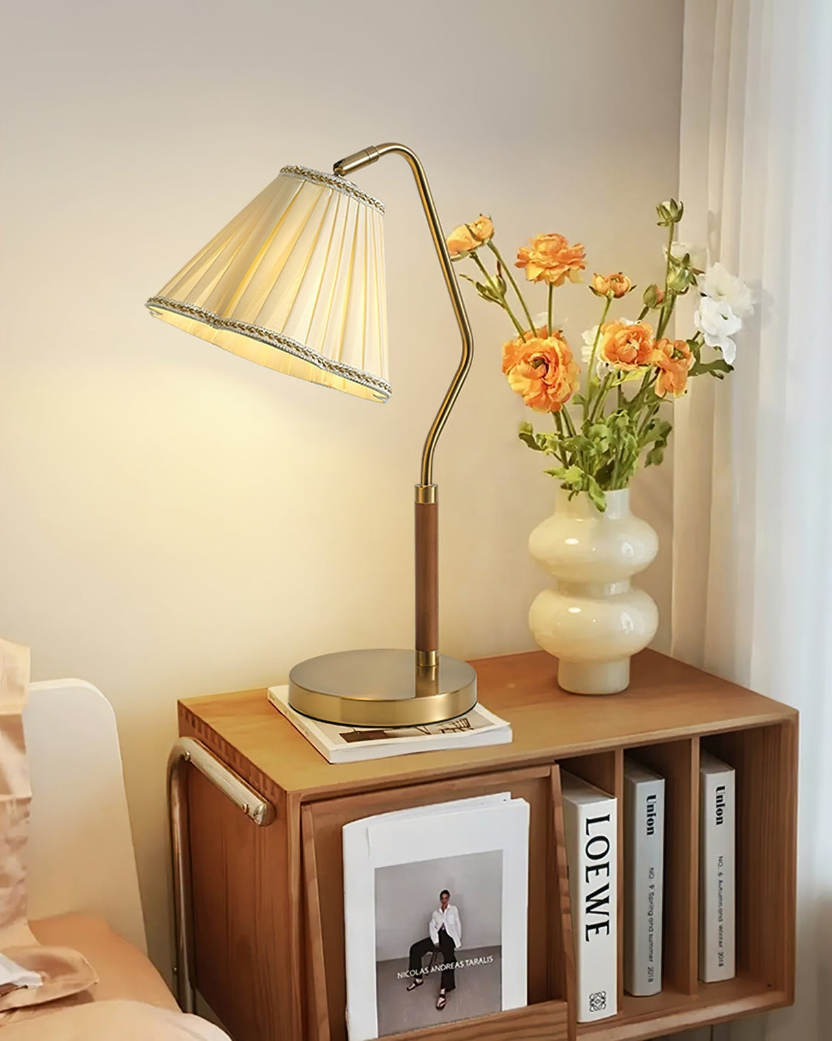 Vintage Table Lamp  Brass Base with Pleated Shade - Product detail 22