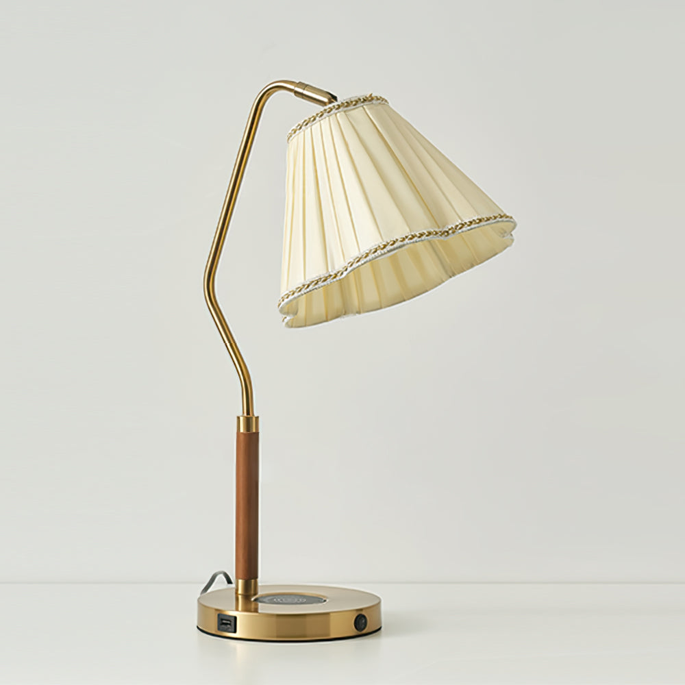 Vintage Table Lamp  Brass Base with Pleated Shade - Product detail 18