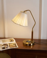 Vintage Table Lamp  Brass Base with Pleated Shade - Product detail 9