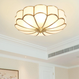 Art Deco Ceiling Light  Floral Glass Shade With Brass Trim - Product example