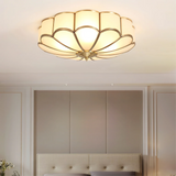 Art Deco Ceiling Light  Floral Glass Shade With Brass Trim - Product detail 4