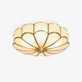 Art Deco Ceiling Light  Floral Glass Shade With Brass Trim - Product detail 6
