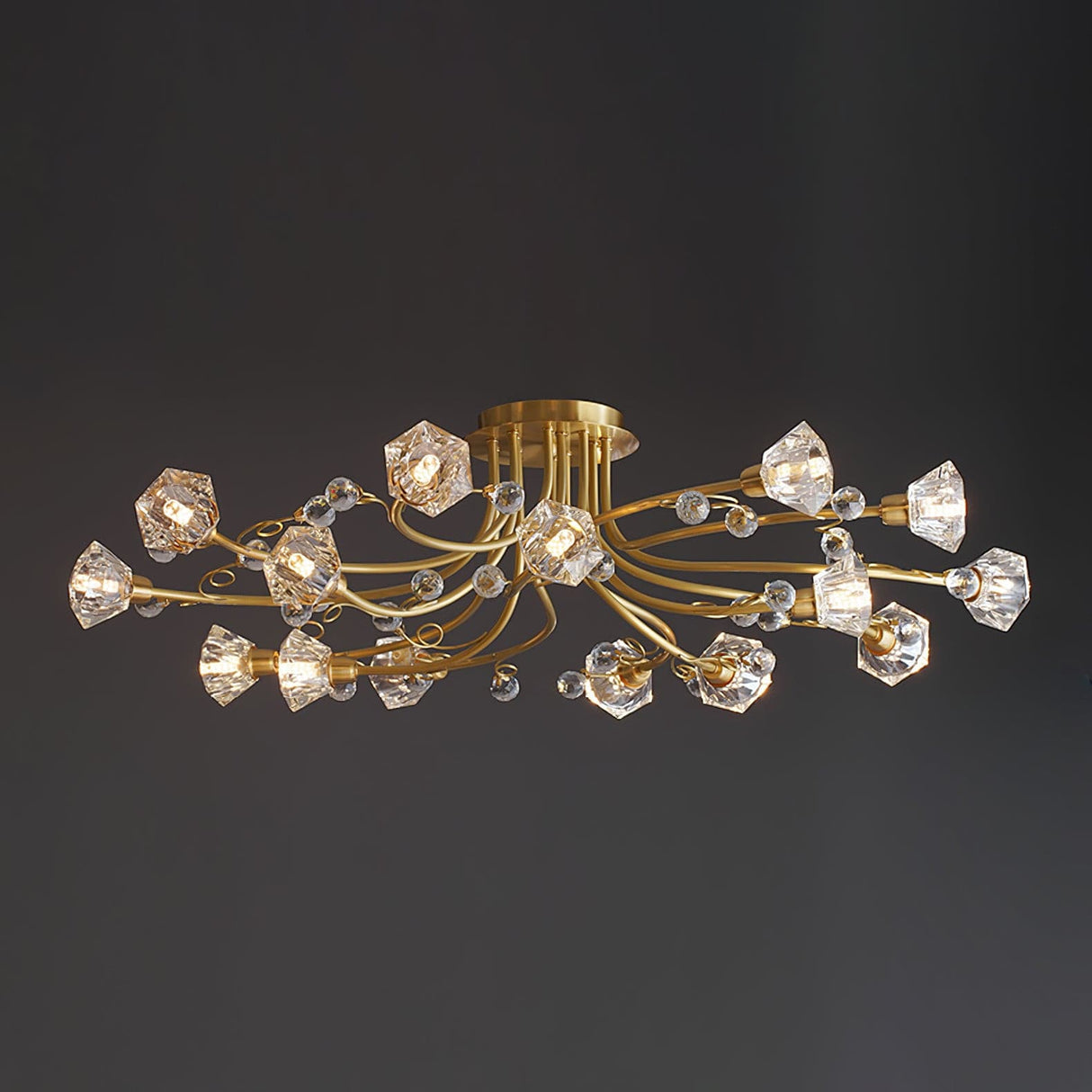 Crystal Ceiling Light  Brass Floral Branch Design - Product detail 13