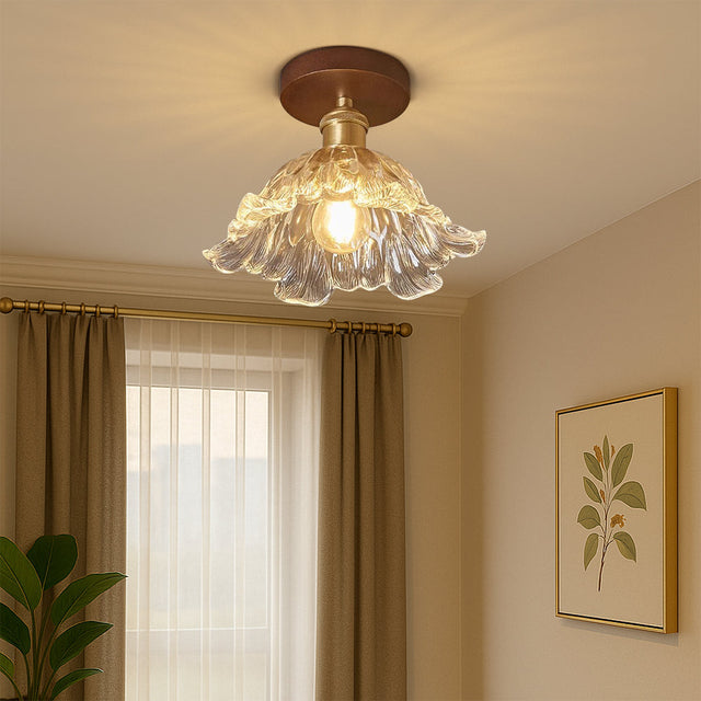 Floral Glass Ceiling Light  Petal Design Semi Flush Mount - Product showcase