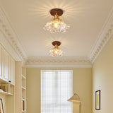 Floral Glass Ceiling Light  Petal Design Semi Flush Mount - Detailed view