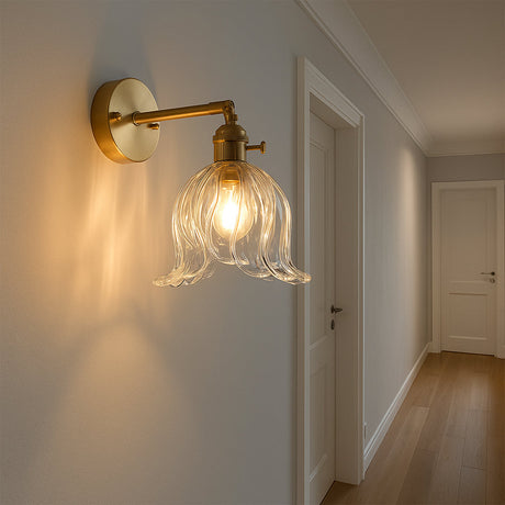 Vintage Wall Sconce  Amber Glass Flower Shade - Product detail 5