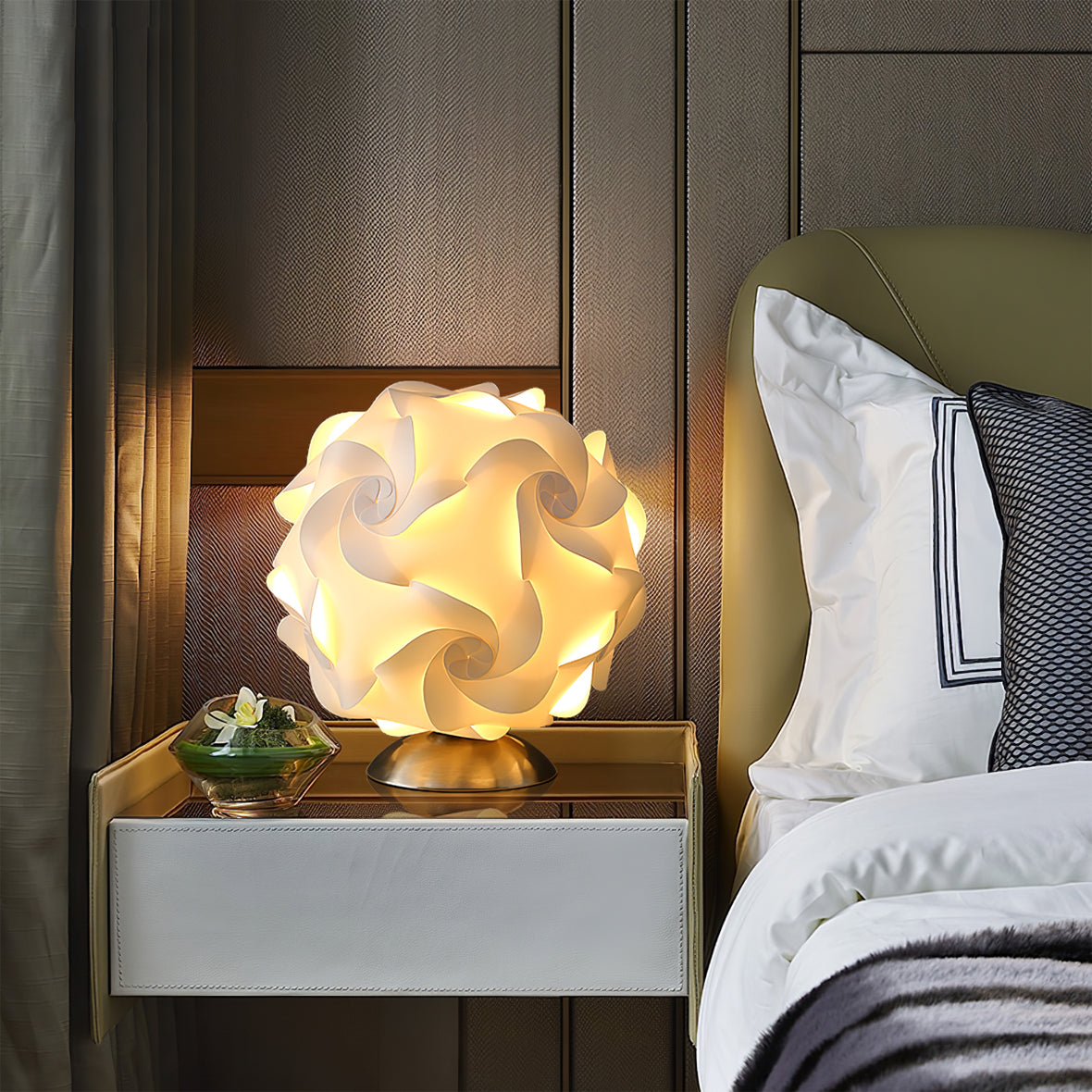 Floral Table Lamp  Sculptural Spiral Shade Design - Product example