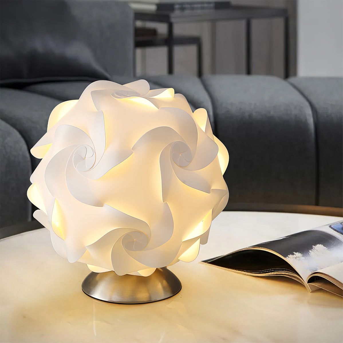 Floral Table Lamp  Sculptural Spiral Shade Design - Product detail 5
