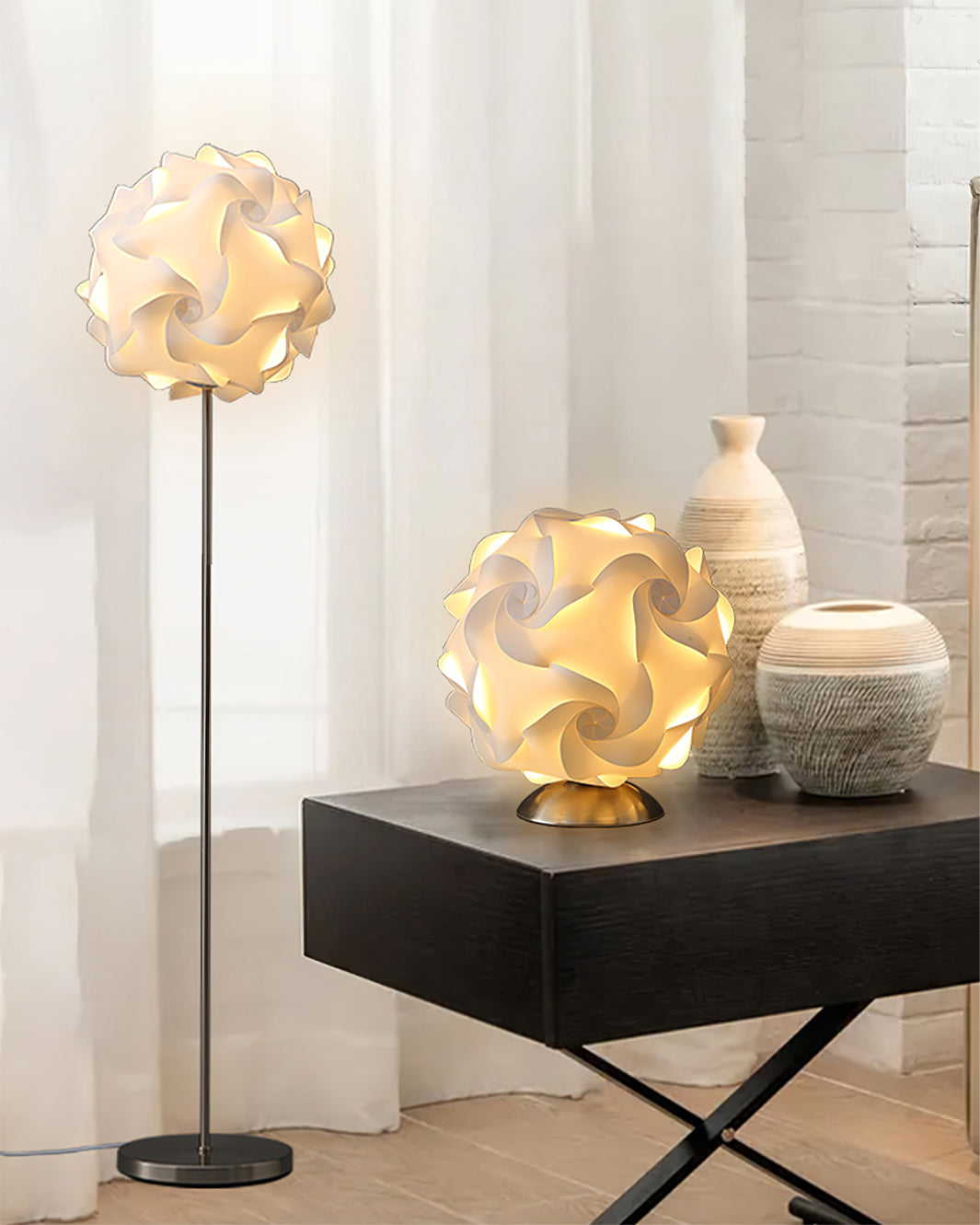 Floral Table Lamp  Sculptural Spiral Shade Design - Product detail 15