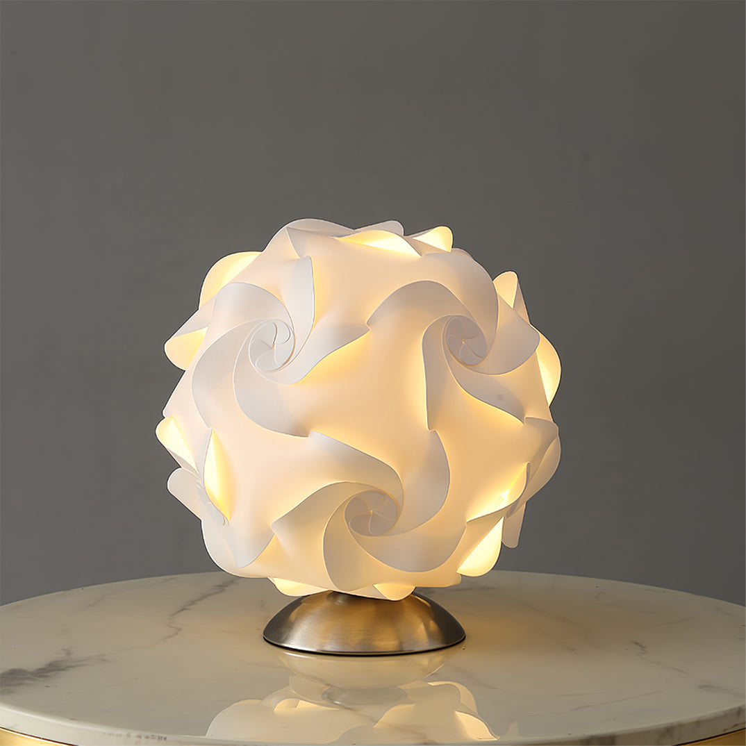 Floral Table Lamp  Sculptural Spiral Shade Design - Detailed view
