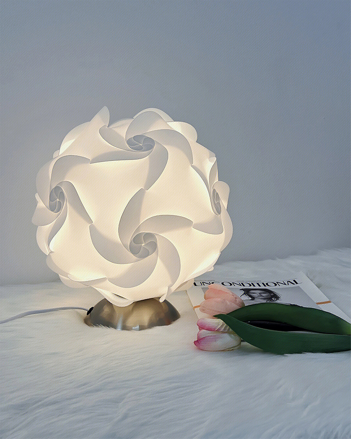 Floral Table Lamp  Sculptural Spiral Shade Design - Product detail 12