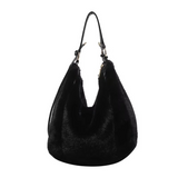 Faux Fur Hobo Bag  Black Plush Winter Design - Product showcase