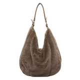 Faux Fur Hobo Bag  Black Plush Winter Design - Product example