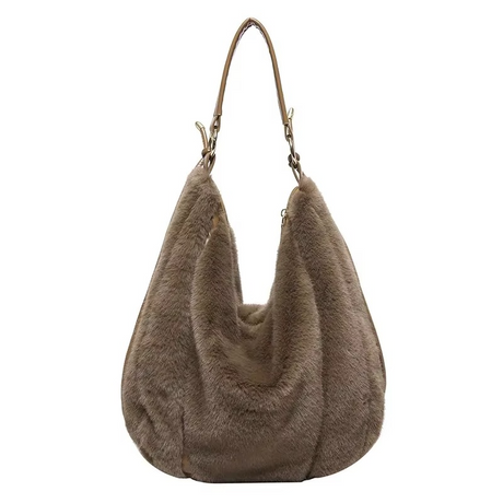 Faux Fur Hobo Bag  Black Plush Winter Design - Product example