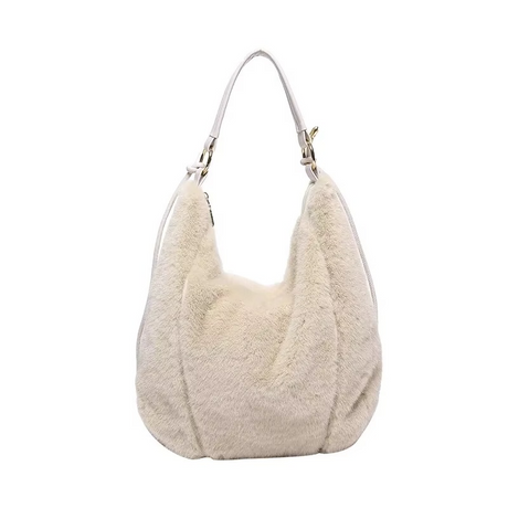 Faux Fur Hobo Bag  Black Plush Winter Design - Product detail 4