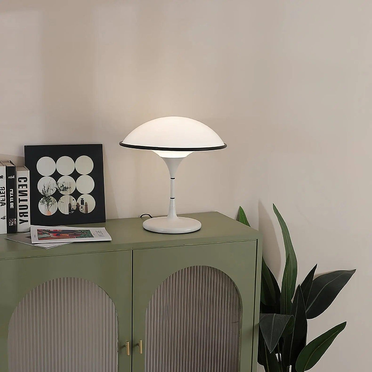 Modern Table Lamp  Dome Shade With Black Trim - Product detail 9