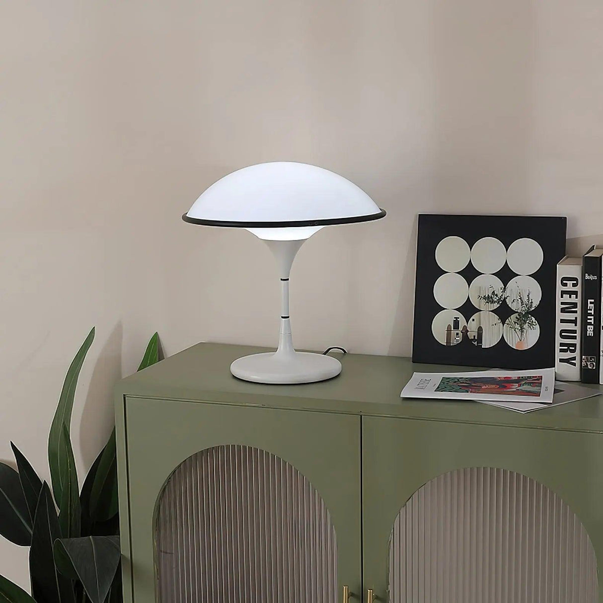 Modern Table Lamp  Dome Shade With Black Trim - Product detail 12