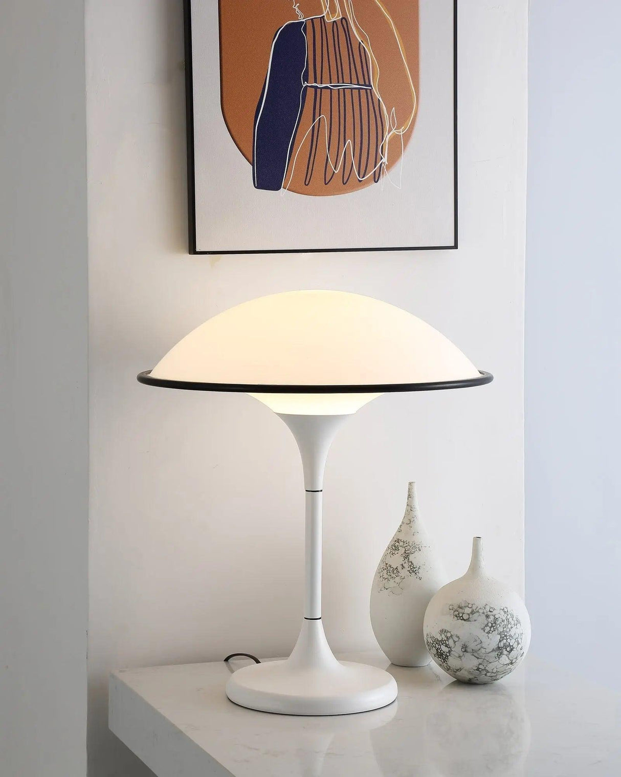 Modern Table Lamp  Dome Shade With Black Trim - Product detail 16
