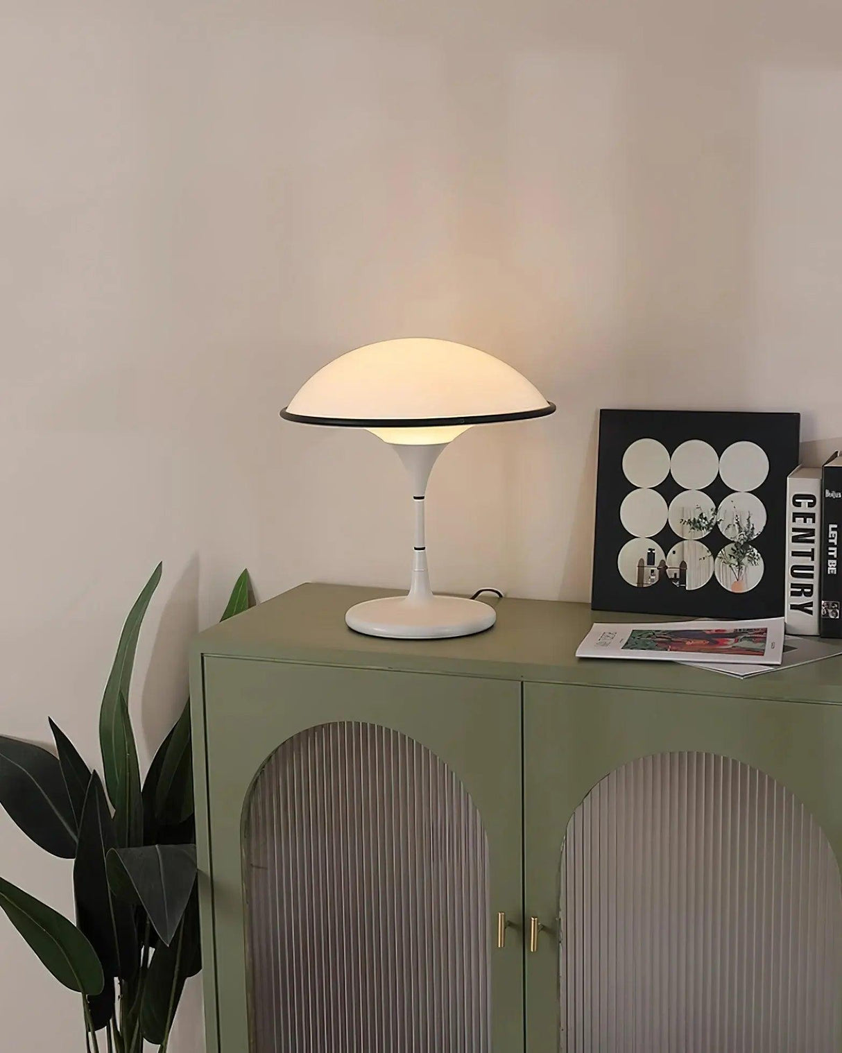 Modern Table Lamp  Dome Shade With Black Trim - Product detail 7