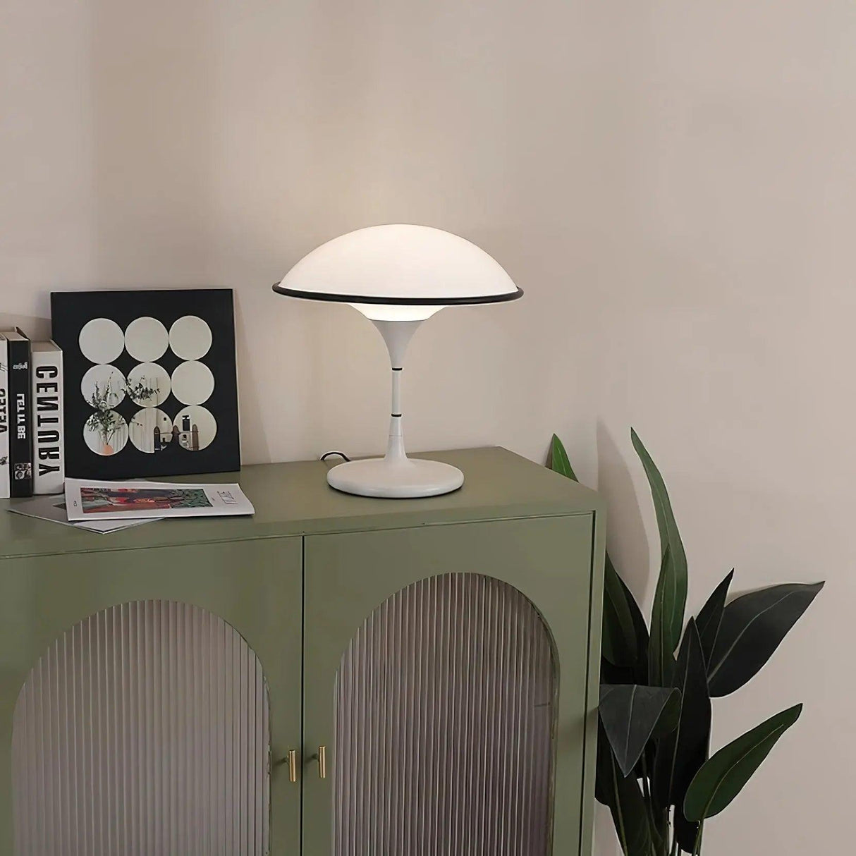 Modern Table Lamp  Dome Shade With Black Trim - Product detail 8