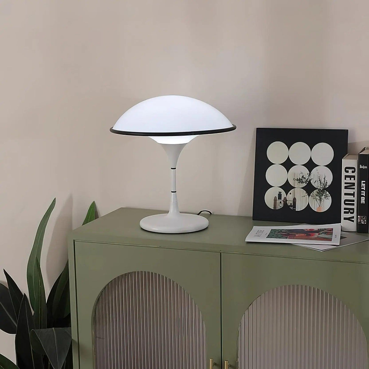 Modern Table Lamp  Dome Shade With Black Trim - Product detail 4