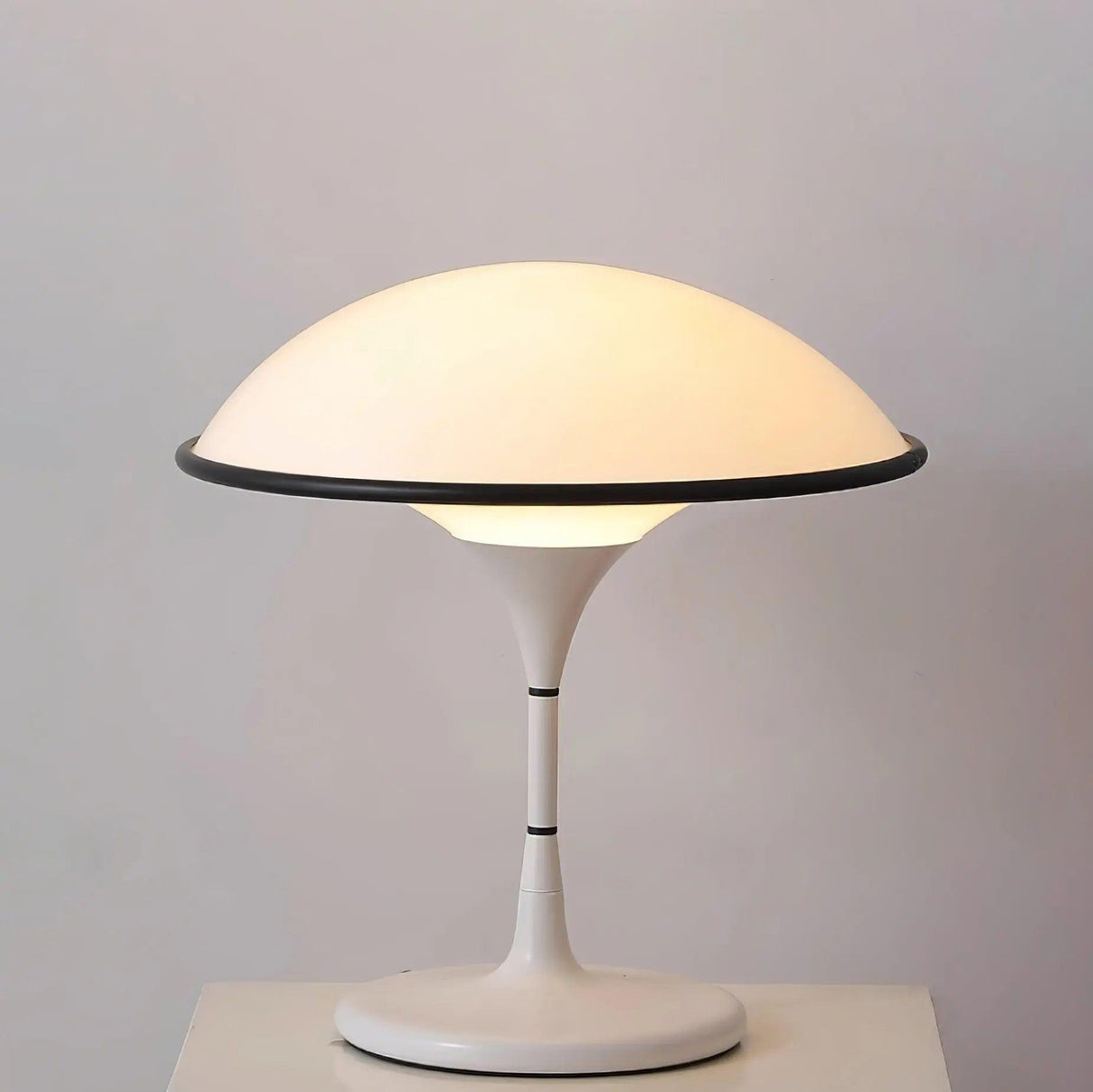 Modern Table Lamp  Dome Shade With Black Trim - Detailed view
