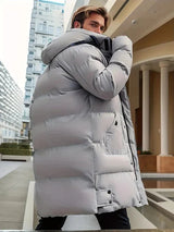 Winter Down Parka  Hooded Quilted Long Coat - Detailed view