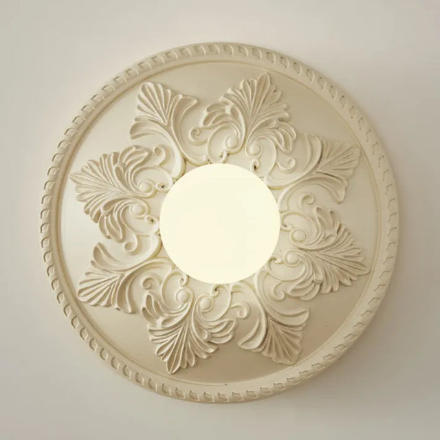 French Wall Lamp  Ornate Resin Medallion Design - Product showcase